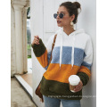 Original design autumn/winter 2019 Patchwork wool hoodie tops casual plus size loose women sweater